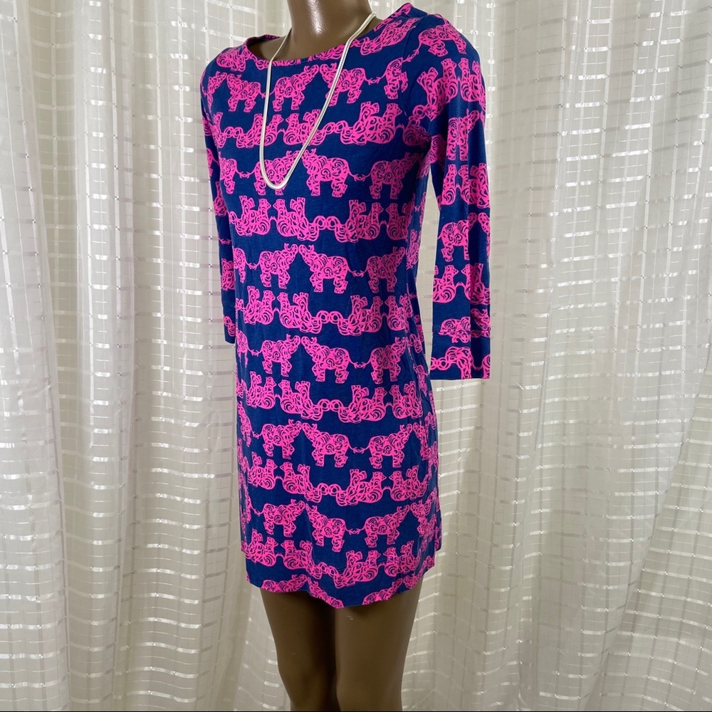 'Marlowe' Elephant Print Pima Cotton Minidress XS - Picture 5 of 7